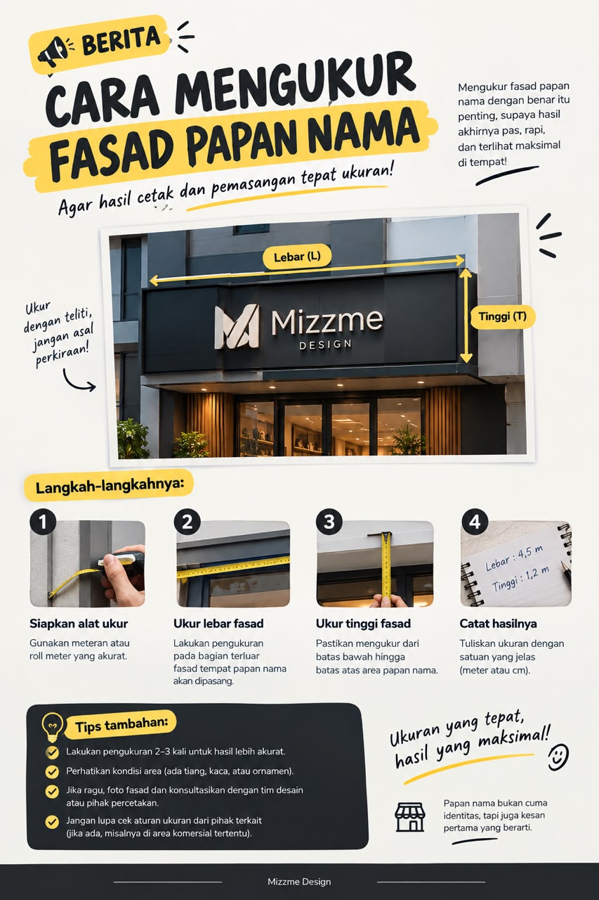 Cara Mengukur Fasad untuk Papan Nama yang Pas